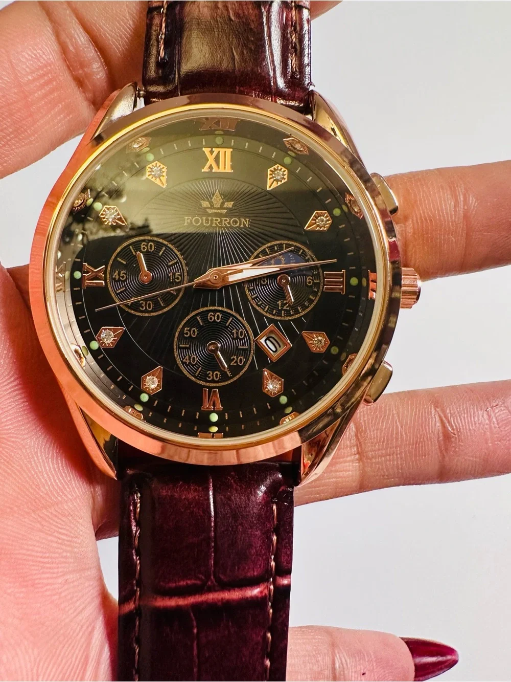 NEW/ FOURRON CHRONOGRAPH WATCH Men’s Watch/Leather Strap UNTESTED